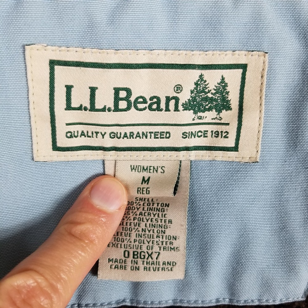 LL Bean Barn Coat Womens Medium Blue Sherpa Lined Canvas Field Jacket 0BGX7 - Picture 4 of 9
